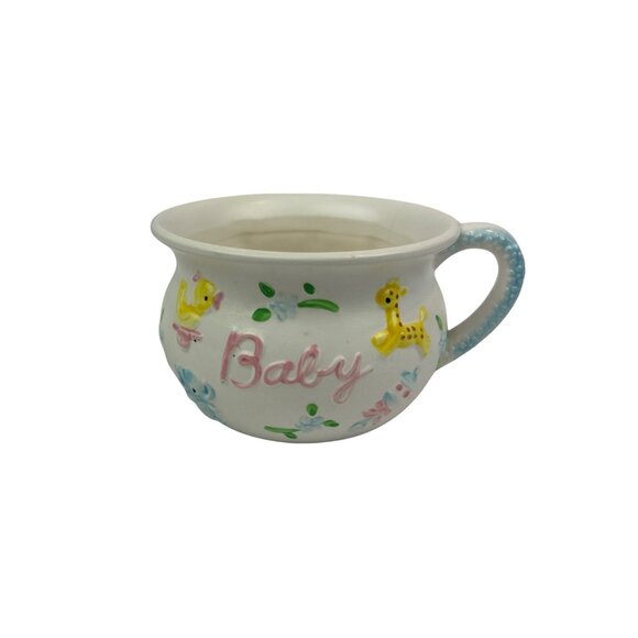 Vintage Napco Ceramic Baby Mug Giraffe Duck Elephant Nursery - Picture 1 of 12